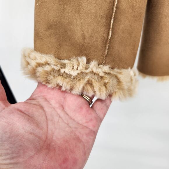 Coldwater Creek Petite Reversible Faux Suede Faux Fur Zip up Jacket Women's PM - Picture 6 of 12